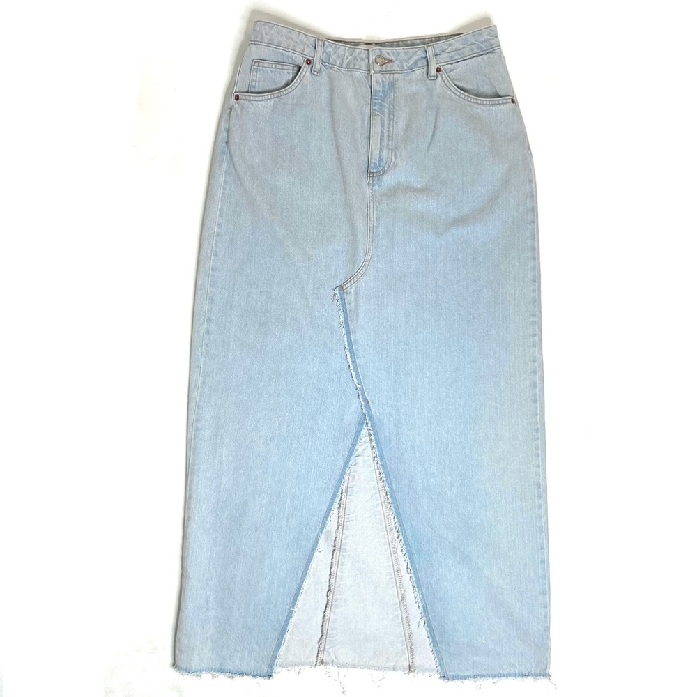 TOPSHOP Raw Hem Denim Midaxi (mid maxi) Skirt - Picture 2 of 15